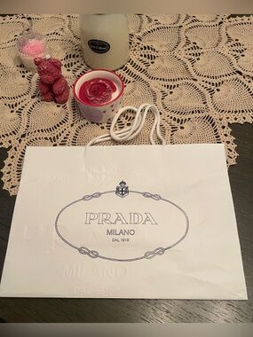 Prada white paper shopping gift bag